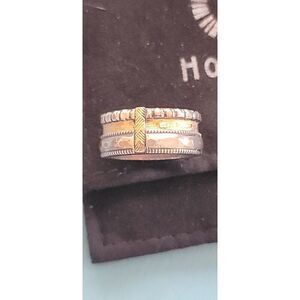 Men's Custom Ring Wedding Band Recycled Sterling & Gold Hot Rox sz 11.5- 11.75